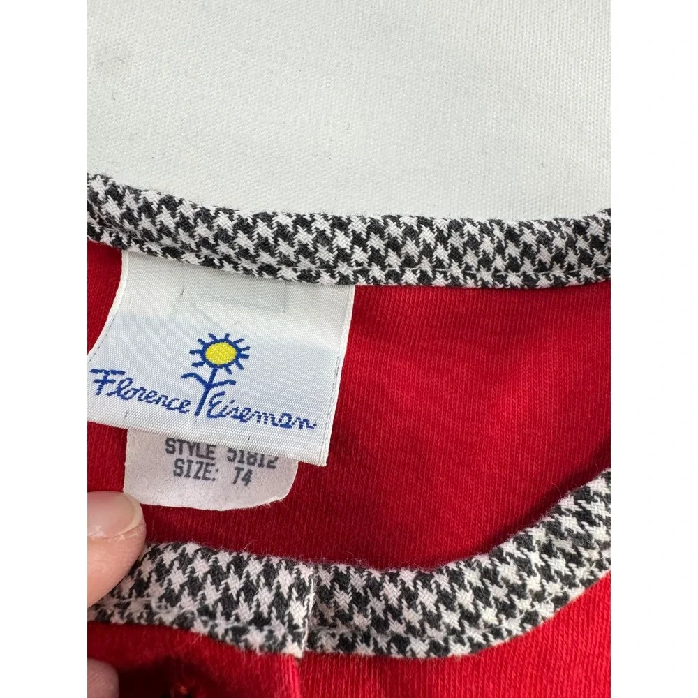 Florence Eiseman Dress Baby T4 Red Velvet Scottie Dog Holiday‎ Houndstooth Top